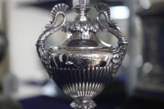 An ornate Victorian silver centrepiece by Horace Woodward & Co, London 1873, 103.6oz.